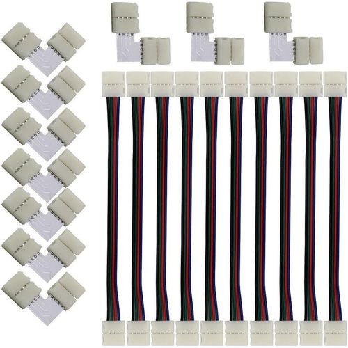 10 Pcs Connecteurs De Bande Led 5050 Rgb En Forme 10 Mm, 10 Pcs L Raccord D'angle De Raccord Rapide Led, Ce Kit Est Facile À Installer Et Facile À Appliquer.