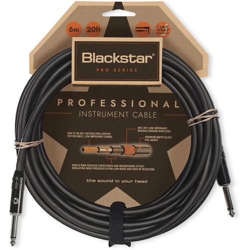 Câble d'instrument Pro Series 6 m - Jack droit 6 cm vers jack droit 6 cm pour basse/guitare électrique/électro-acoustique/clavier/ampli