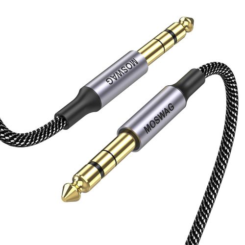 Câble Audio Stéréo 6,35 Mm (1/4) Trs Vers 6,35 Mm (1/4) Trs De 15 Pieds Mâle À Mâle Avec Tresse En Nylon Pour Guitare Électrique, Basse, Amplificateur, Table De Mixage, Clavier, Haut-Parleur