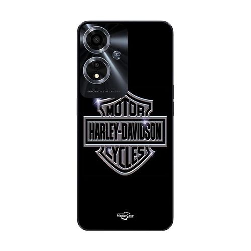 Coque Oppo A59 5g Harley Davidson Logo Motor Sycles Gris Front Noir