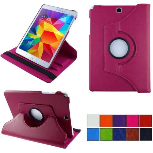 2.0 Etui Pour Samsung Galaxy Tab A 9.7 Sm-T550 Sm-T555 Sm-P550 Sm-P555 Coque De Protection Rotation 360° Smart Housse Cover Case Stand Auto Réveil/Sommeil | Rose Vif