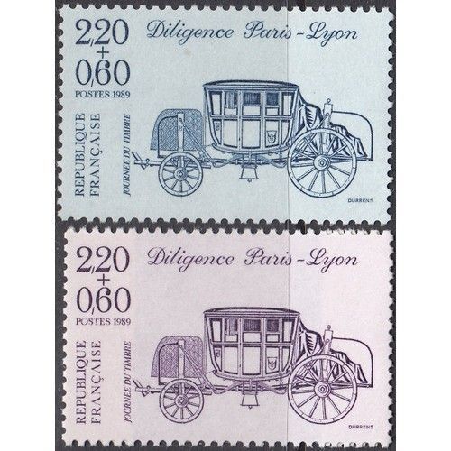 Journée Du Timbre : Diligence Paris-Lyon La Paire Année 1989 N° 2577 2578 Yvert Et Tellier Luxe