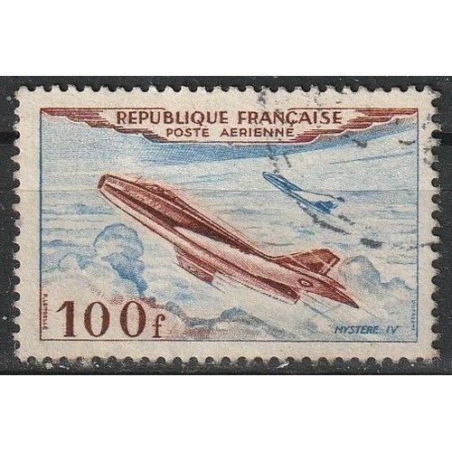 Timbre Poste Aérienne Oblitéré France 1954. Avions Prototypes, Dassault Md 454 Mystère Iv N° 30