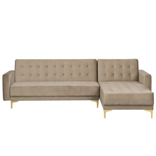 Canapé D'angle Aberdeen Beige Sable Velours Côté Gauche