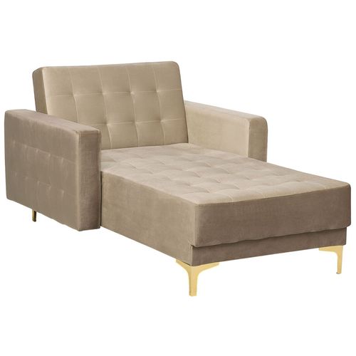 Chaise Longue En Velours Beige Clair Aberdeen