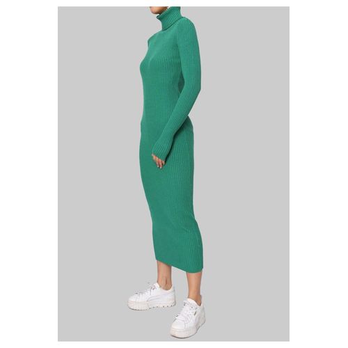 Robe Col Roulé Vert Femme