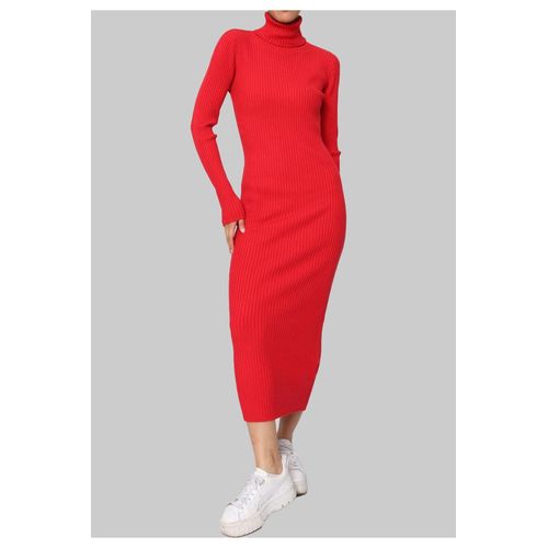 Robe Col Roulé Rouge Femme