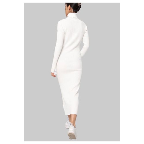 Robe Col Roulé Blanc Femme