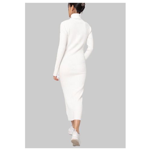 Robe Col Roulé Blanc Femme
