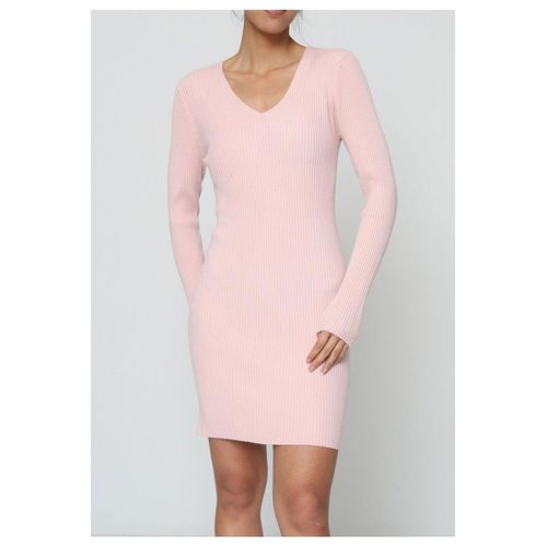 Robe Col V Rose Femme
