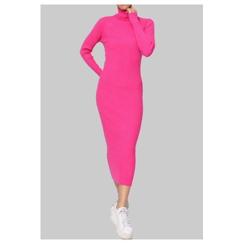 Robe Col Roulé Fushia Femme