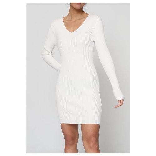 Robe Col V Blanc Femme