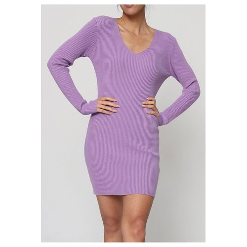 Robe Col V Violet Femme