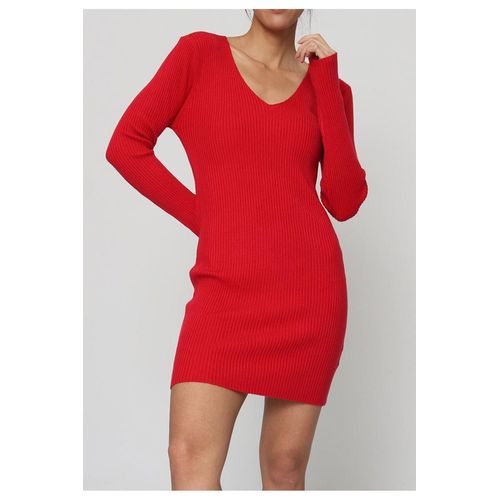 Robe Col V Rouge Femme