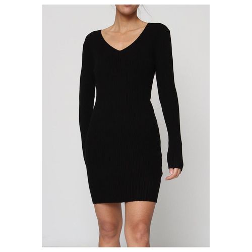 Robe Col V Noir Femme