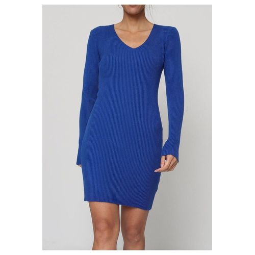 Robe Col V Bleu Femme