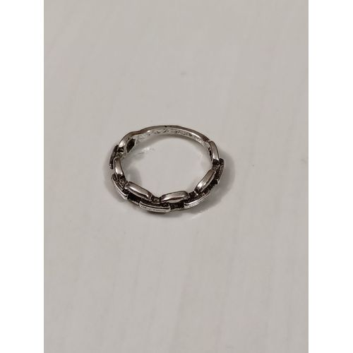 Bague Métal Argenté,Grande Chaine,Taille 16