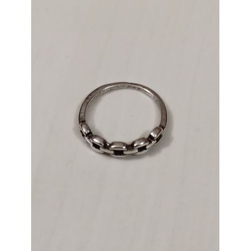 Bague Métal Argenté,Petite Chaine,Taille 17