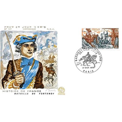 France 1970, Très Belle Enveloppe 1er Jour Fdc 737, Timbre Yvert 1657, Histoire De France, Bataille De Fontenoy.