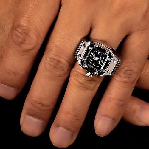 Quartz Montre Bague Montre Digit Cadran Rectangle Unisexe Mode Bijoux Cadeaux