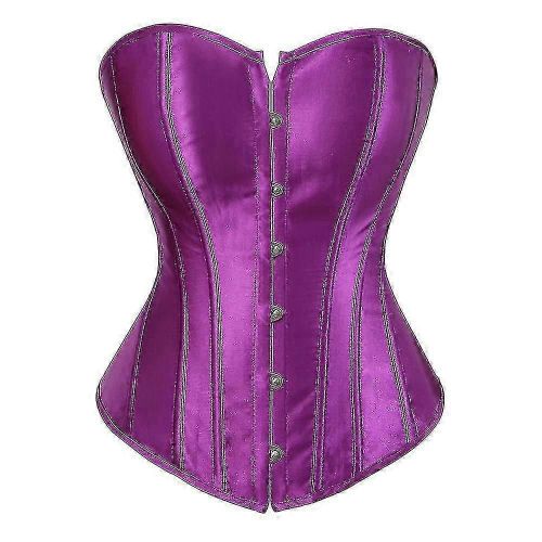 Femmes Corsets Bustiers Overbust Tops Satin Sexy Costume Corset Corselet Brocade Vintage Style Nudal Korsett Plus Taille Violet