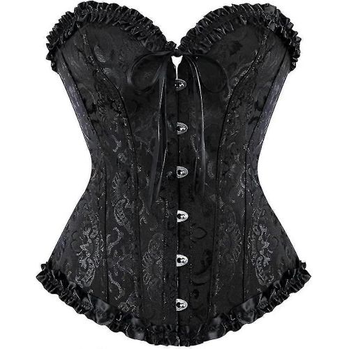 Szivyshi Women's Overbust Sweetheart Lace Up Plastic Bones Corset Bustier Top