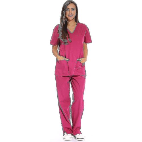 Ensembles De Gommage Pour Femmes Blouses Médicales À Six Poches (Col En V Avec Pantalon Cargo)-Zzy