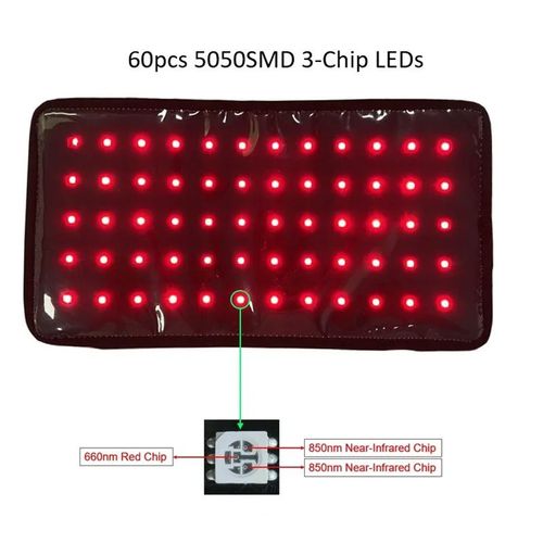 Ceinture De Luminothérapie Rouge À Led 660nm/850nm,Coussin Formateur De Luminothérapie Proche Infrarouge 60-120 Gible - Type 60led