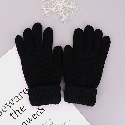 Gants D'hiver En Laine Optique Pour Enfants,Cinq Doigts,Garçon,Fille,Bébé,Chauffe-Mains,Noir,Blanc,Sourire,Mitaine,8-15 Ans - Type Black