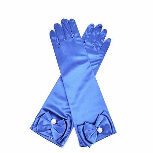 Gants De Princesse Elsa Cendrillon En Satin Pour Fille,Accessoires Pour Costume,Fête D'anniversaire,Halloween,Cadeau Cosplay Pour Enfant - Type J6 Roral Blue Gloves