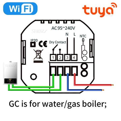 Thermostats intelligents programmables Tuya pour chaudières à gaz,vannes d'eau et planchers électriques avec contrôle à distance WiFi,compatibles avec les capacités de contrôle vo - Type for Boiler #B
