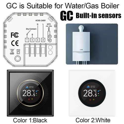 EARU-Contrôleur de température à bouton intelligent Tuya WiFi,affichage numérique,chauffage au sol électrique,eau,gaz,bomicrophone pour Alexa,Google Home - Type GC Knob Thermostat #A