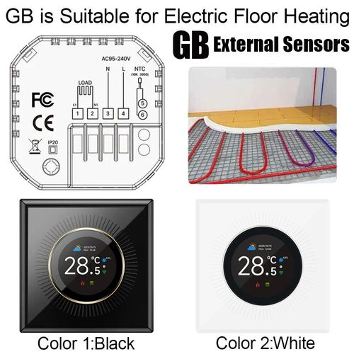 EARU-Contrôleur de température à bouton intelligent Tuya WiFi,affichage numérique,chauffage au sol électrique,eau,gaz,bomicrophone pour Alexa,Google Home - Type GB Knob Thermostat #B