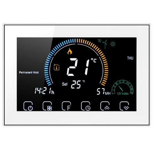 Thermostat d'air programmable Tuya WiFi Smart,grand écran coloré,interrupteur,chauffage,refroidisseur,pont,voix,Alexa - Type white #B