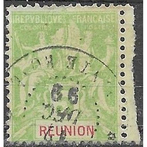 Ile De La Réunion, Colonie Française 1900 / 1905, Beau Timbre Yvert 46, Type Sage "Colonies" 5c. Vert Jaune, Oblitéré, Tbe.