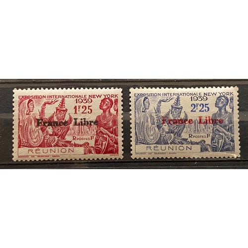 Lot De 2 Timbres Neufs Réunion 1943