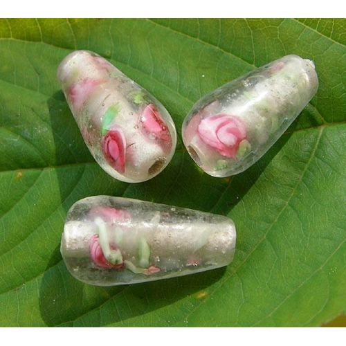 Lot 3 Perles  Cones En Verre