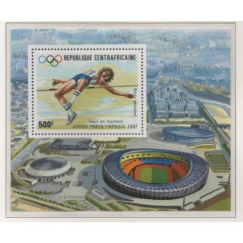 Centrafrique Timbre Année Préolympiques 1987
