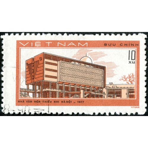 Timbre Oblitéré Viet Nam, Buu Chinh, Nha Van Hoa Thieu Nhi Ha Nqi, 1977, 10 Xu