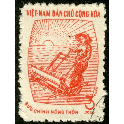 Timbre Oblitéré Viet Nam, Dan-Chu Cong-Hoa, Buu-Chinh Nong Thon, 3 Xu