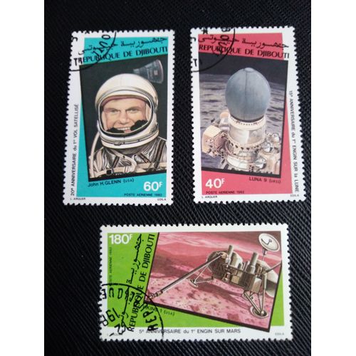 Timbre Djibouti Yt Pa 161 A Pa 163 Série : Anniversaires De L'espace 1982 ( 051208 )