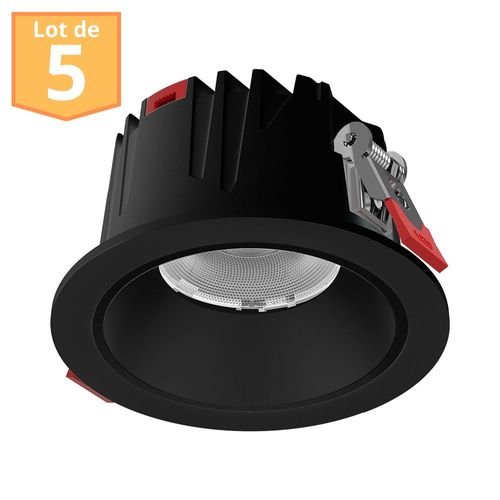 Lot De 5 Spots Led Encastrables Braytron Noir 10w 3en1 Ip20