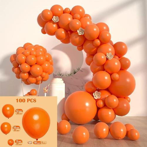 Coolww Ballons Orange, 100 Pièces Ballons Guirlande Orange Foncé, 5 10 12  18 Pouces Kit Arche Ballon Orange Pour Garçons Décorations Pour Les Fêtes