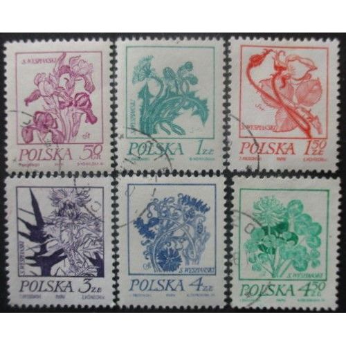 Pologne Série N°2136 Au 2141 Fleurs Oblitérés