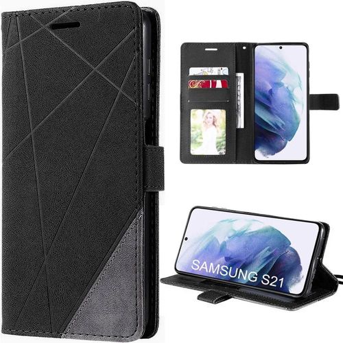 Coque Pour Samsung Galaxy S21 Anti-Rayures Cuir Pu Noir - E.F.Connection