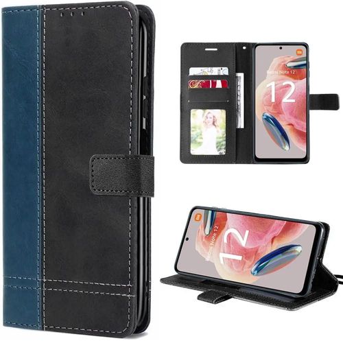 Coque Pour Redmi Note 12 5g Housse Bicolore Synthé Cuir Bleu Marine - E.F.Connection