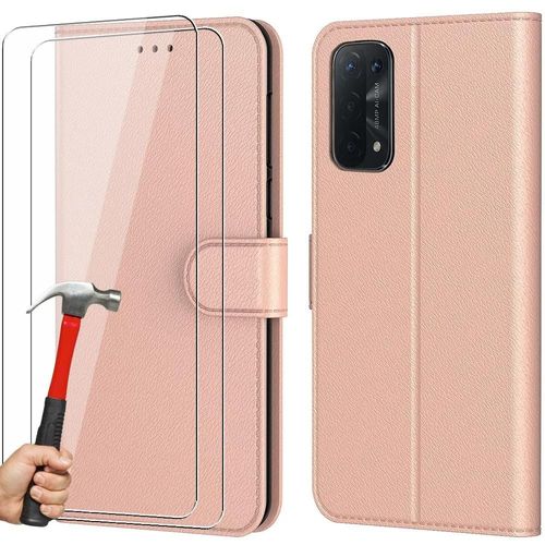 Lot 2 Verres Trempés + Coque Pour Oppo A54 5g Rose Anti-Choc Protection 360 Degré - Booling