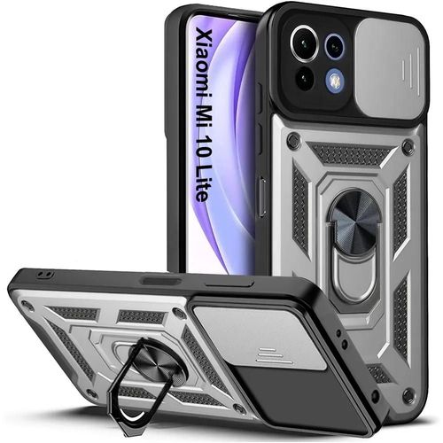 Coque Pour Xiaomi Mi 10 Lite Argenté Protection Renforcée Antichoc Cache Caméra Anti-Rayures Rigide - Booling