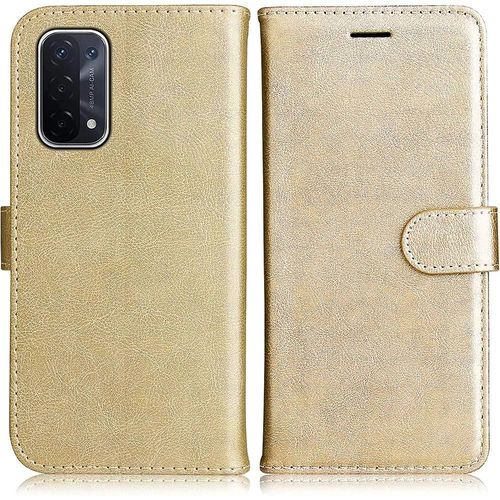 Coque Pour Oppo A74 5g Fermeture Magnétique Effet Cuir Élégant Doré - Booling