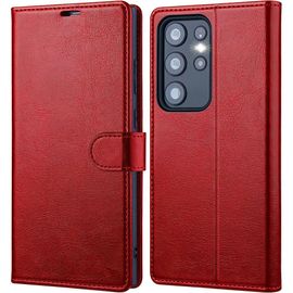 Coque Pour Samsung Galaxy S23 Ultra Anti-Rayures Antichoc Protection Synthécuir Rouge - Booling